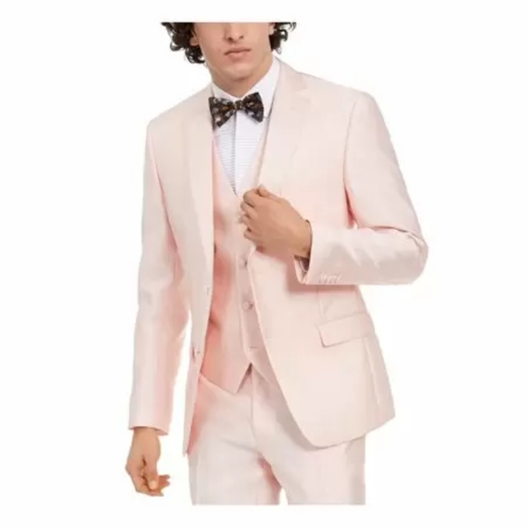 Alfani Men's Slim-Fit Stretch Pink Solid Tuxedo Jacket 40L
